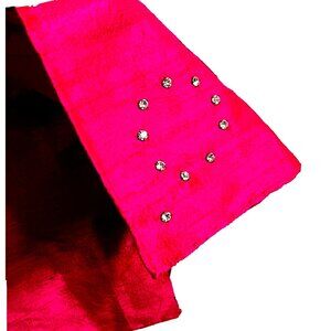Rhinestone Sequined 100% Pure Raw Silk Scarf Textured Pink Fushcia 60" x 11" New